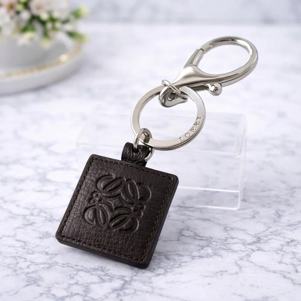 Loewe Dark Brown Leather Keyring/Keychain